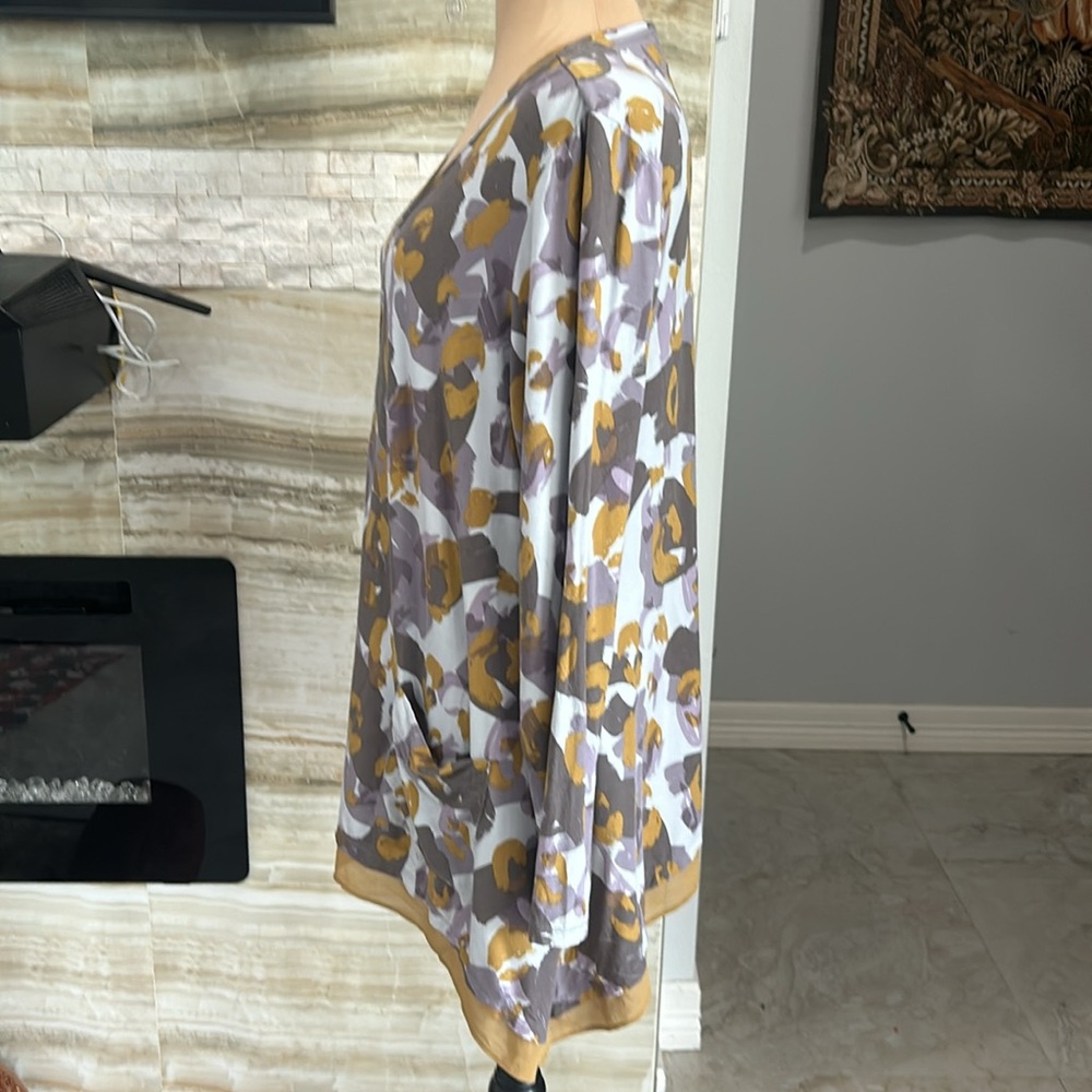LOGO‎ by Lori Goldstein Button Front Knit Cardigan.Chiffon Mustard Trim L (908) - Picture 6 of 16